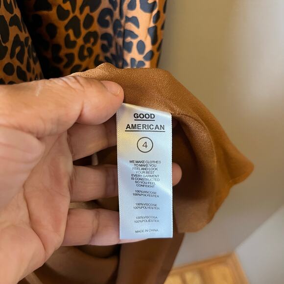Good American Women's Leopard Slip Dress Chai Leopard Size 4 (XL) New - Picture 6 of 8